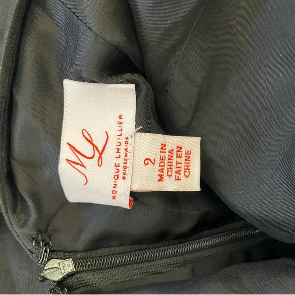 NWT Monique Lhuillier Black Beaded Bridesmaid Formal Mini Dress Fit and Flare 2 - Picture 3 of 13